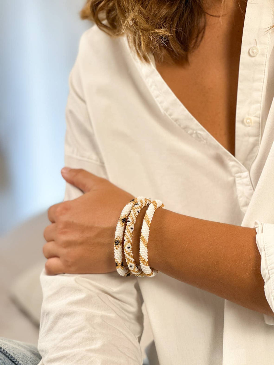 Bracelet népalais perles de verre D19