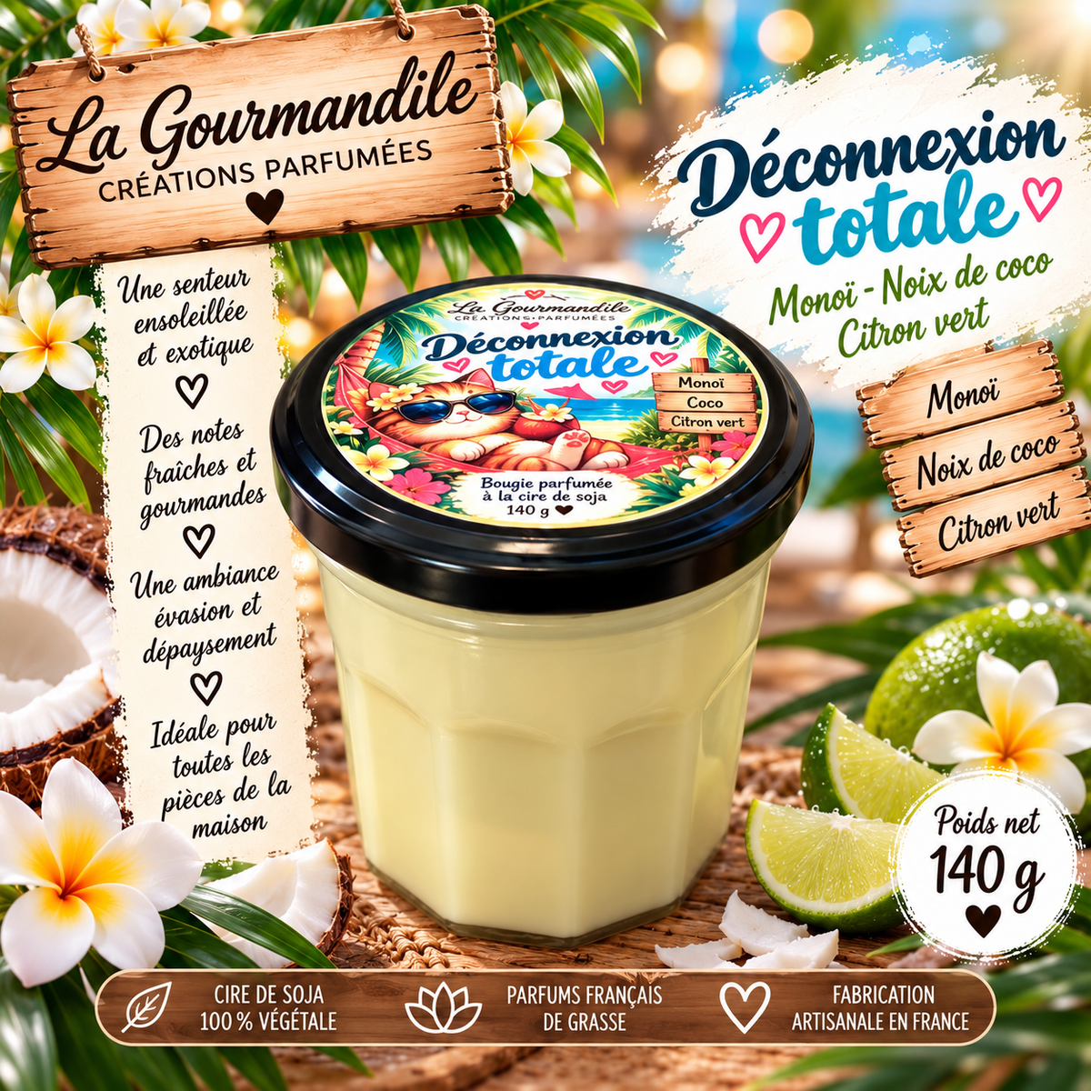 Bougie artisanale parfumée - Déconnexion totale