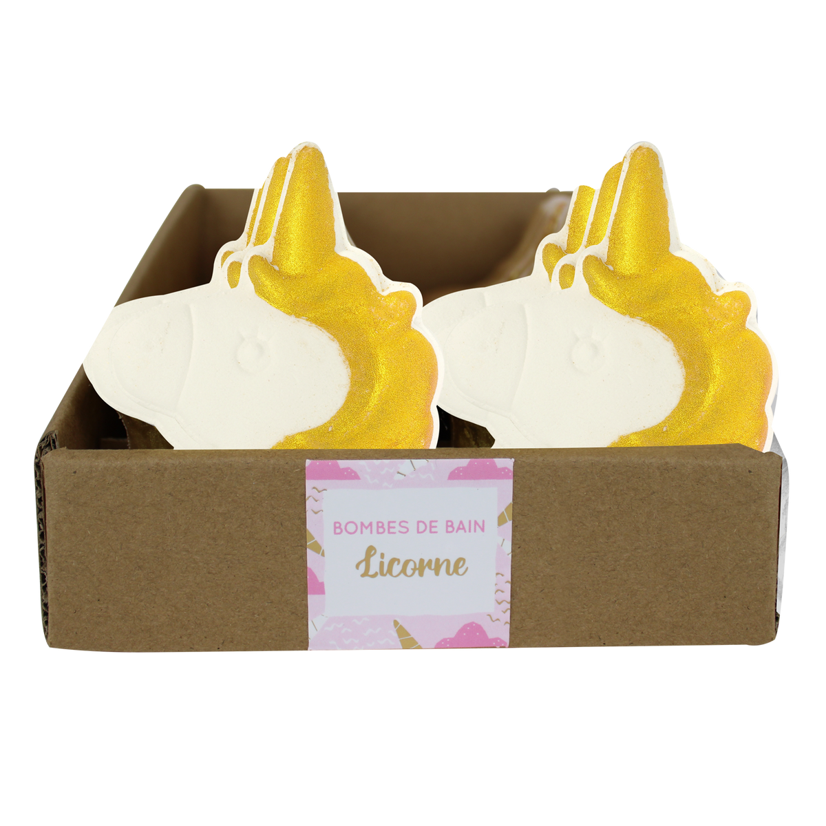 Bombe de bain Licorne Blanc/Doré 150 grs - Senteur Monoï