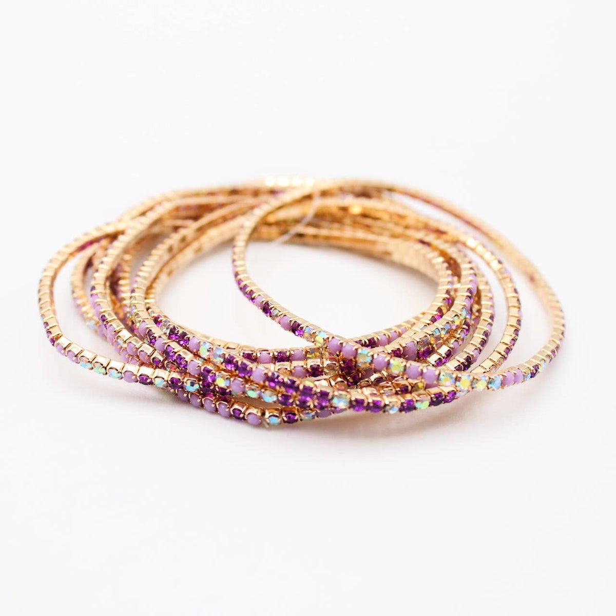 Lot de 10 bracelets en strass doré