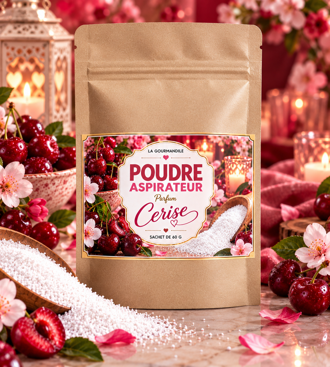 Poudre aspirateur cerise
