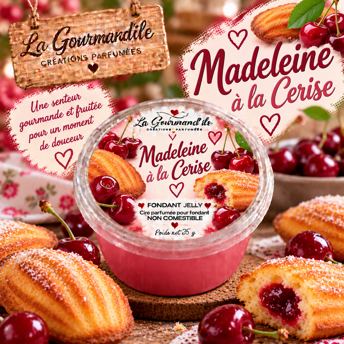 Fondant jelly Madeleine à la cerise