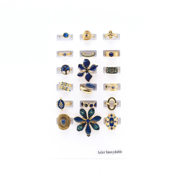 Pack 18 bagues acier inoxydable - Marine
