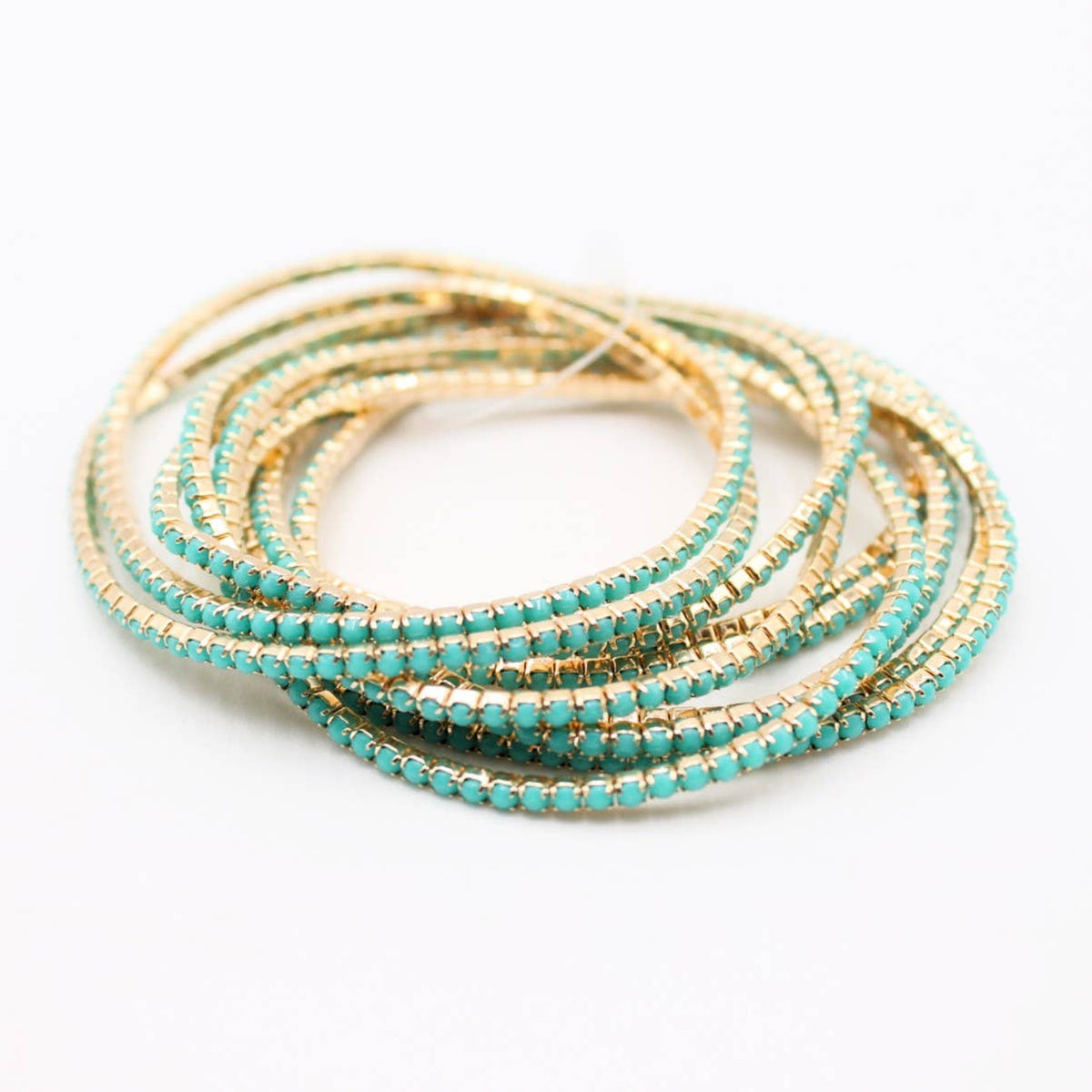 Lot de 10 bracelets en strass doré