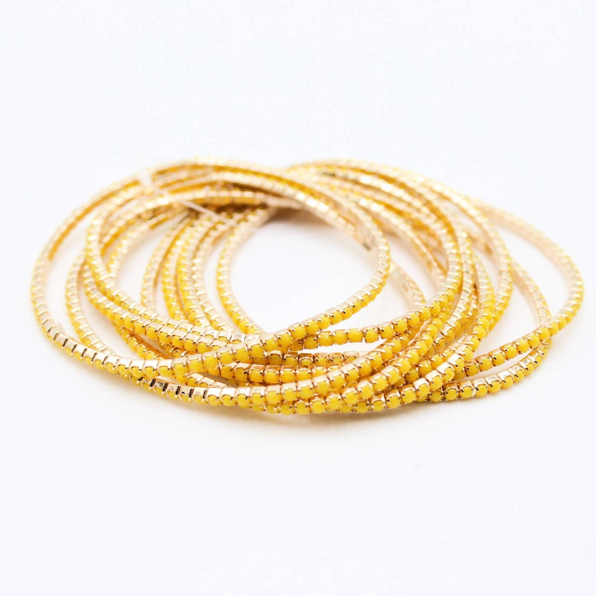 Lot de 10 bracelets en strass doré