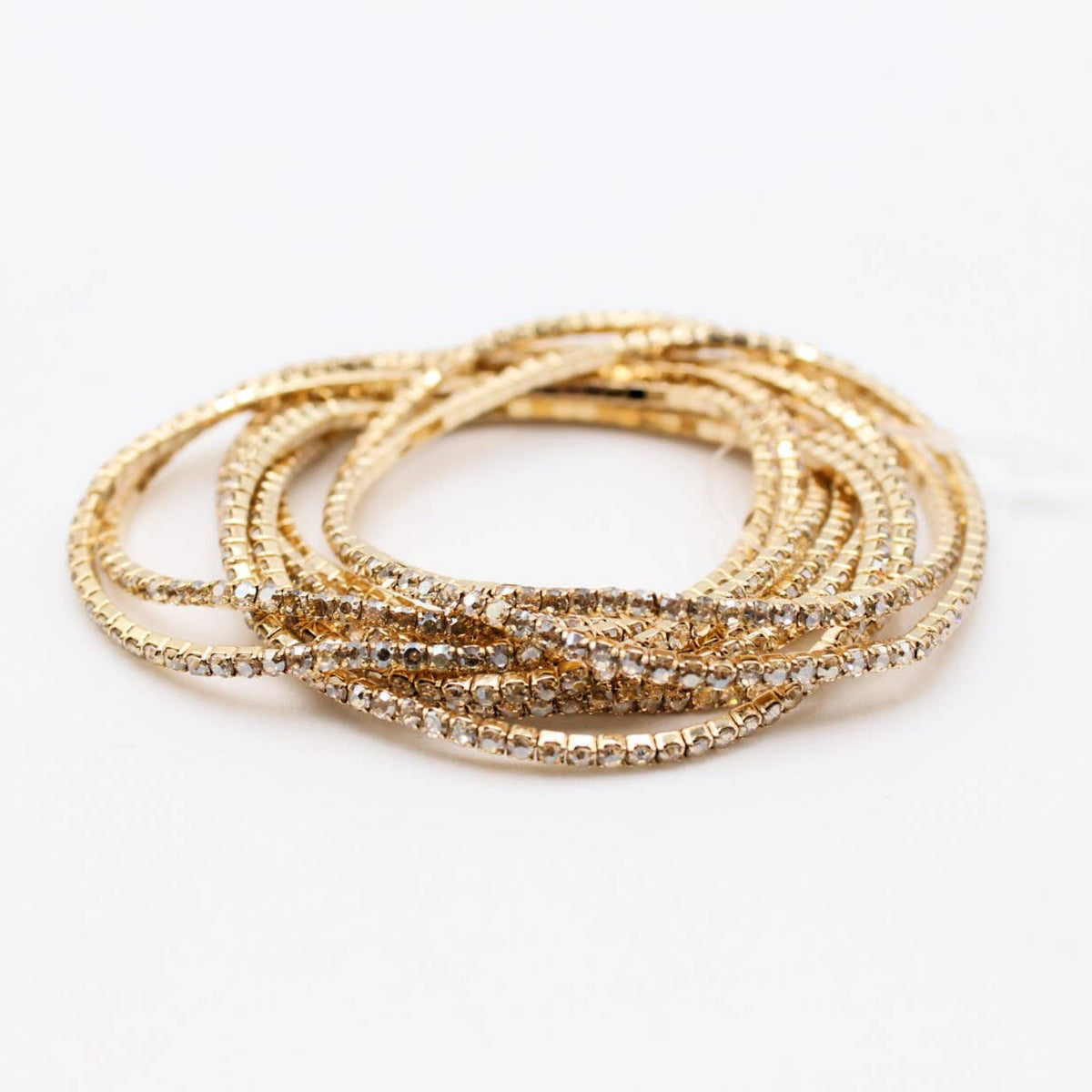 Lot de 10 bracelets en strass doré