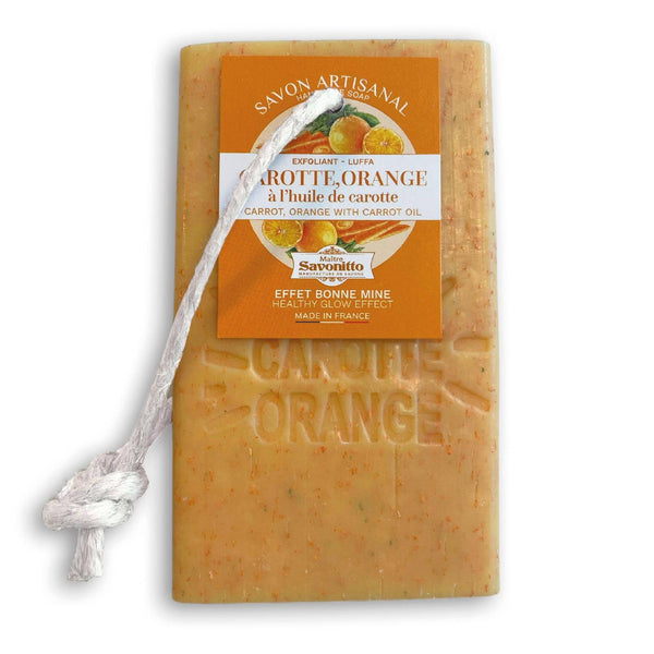 Savon Tranche Sur Corde Carotte & Orange + Exfoliant 120g