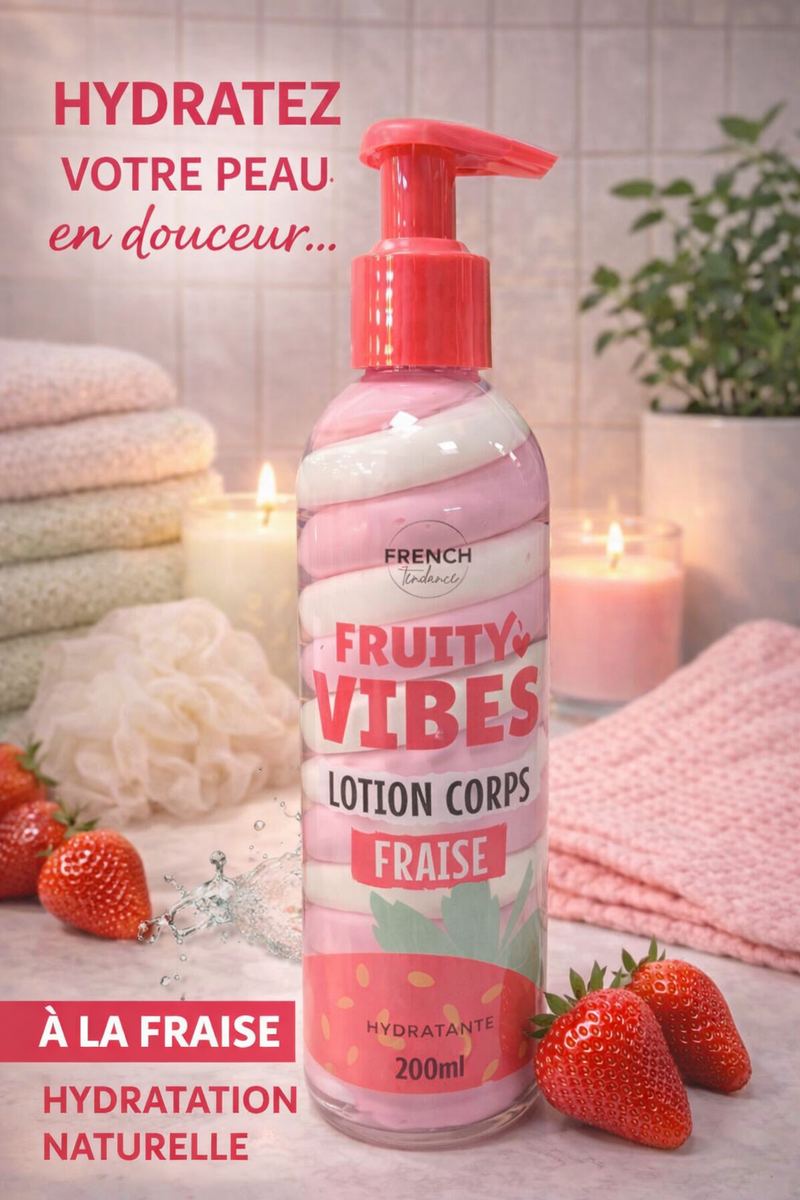 🍓 Lotion Corps Hydratante – Fraise – 200 ml