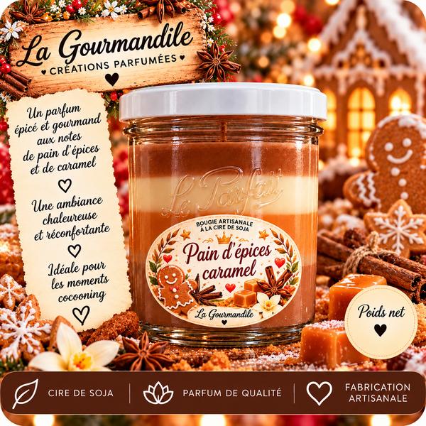 Bougie artisanale - Pain d épices caramel