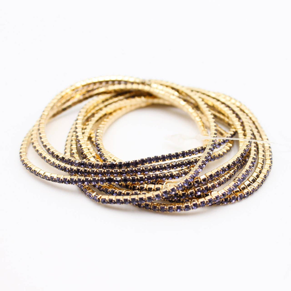 Lot de 10 bracelets en strass doré