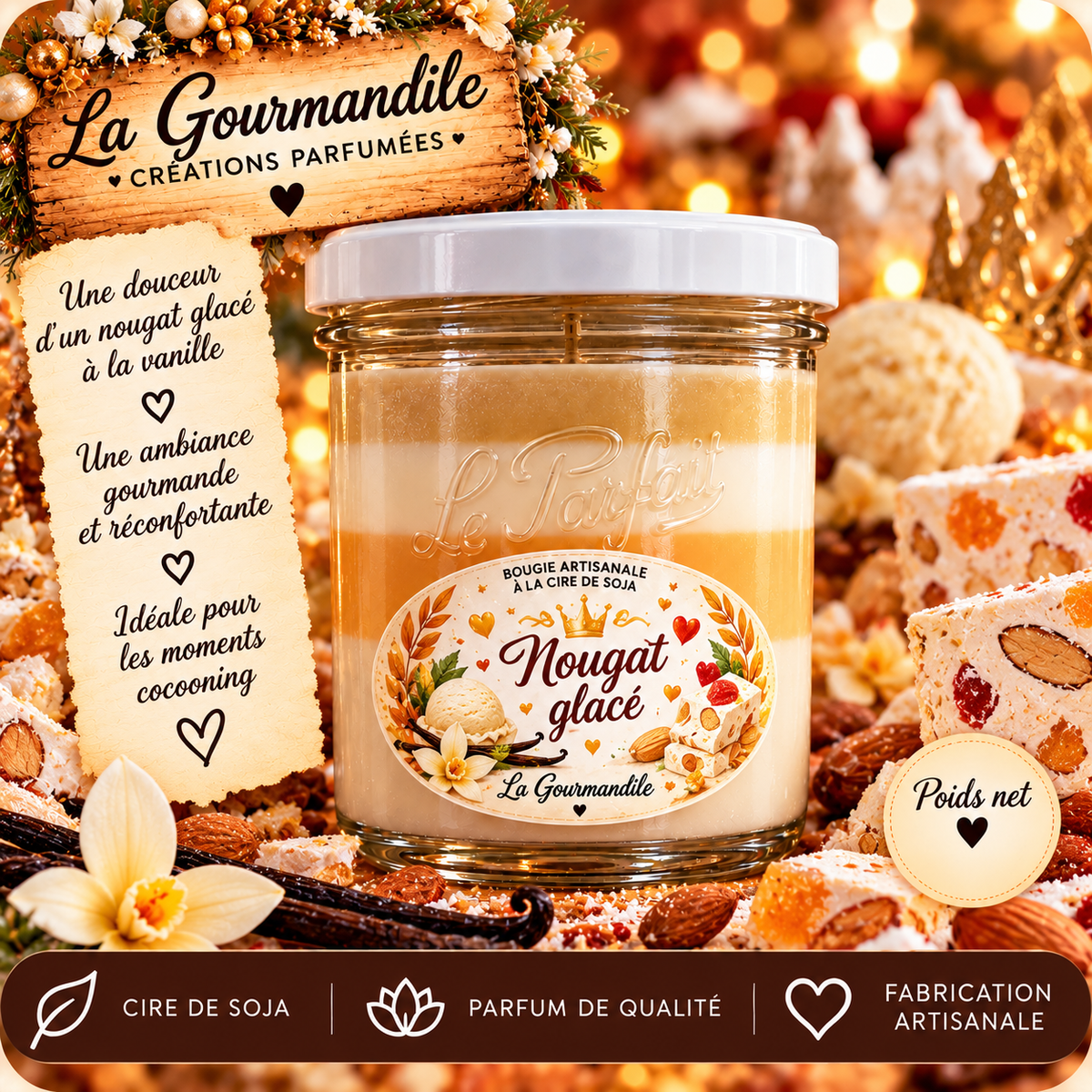 Bougie artisanale - Nougat glacé