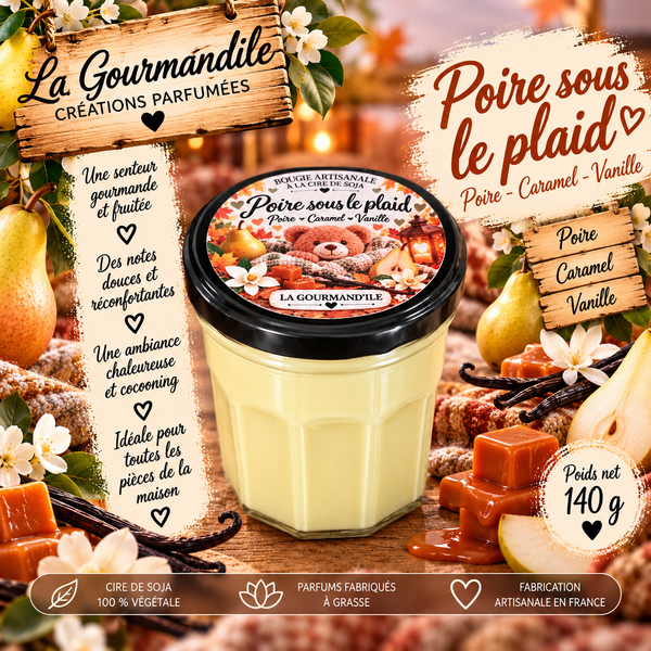 Bougie artisanale parfumée - Poire sous le plaid