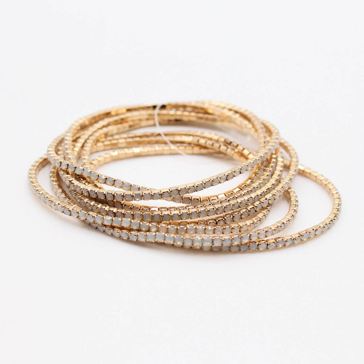 Lot de 10 bracelets en strass doré