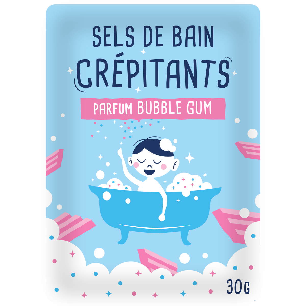 Sels de bain crépitants 30 gr - Senteur Bubble Gum