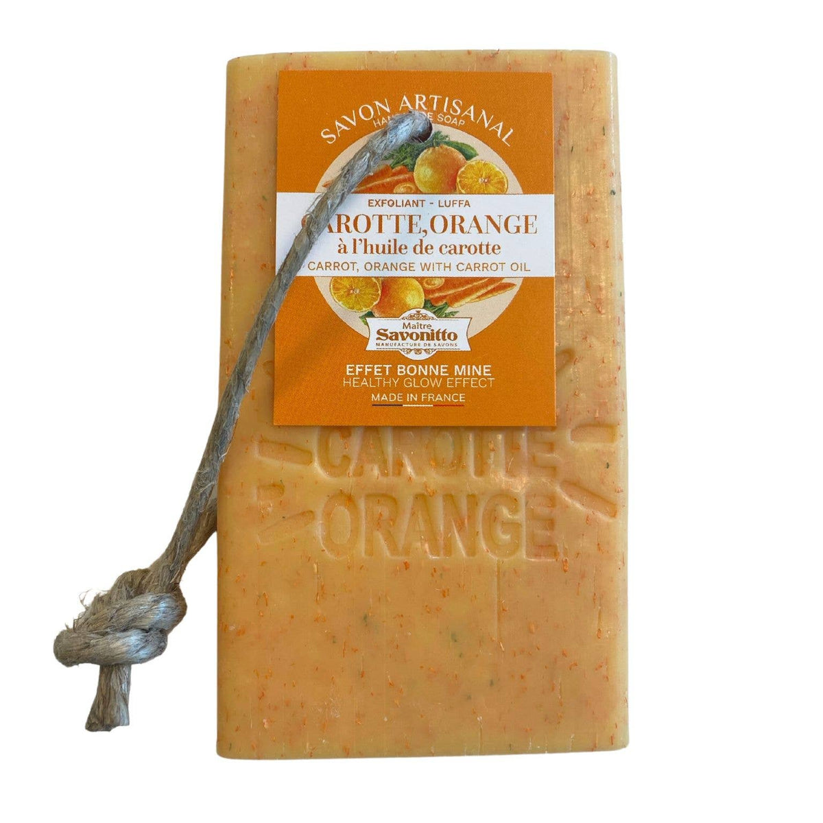 Savon Tranche Sur Corde Carotte & Orange + Exfoliant 120g