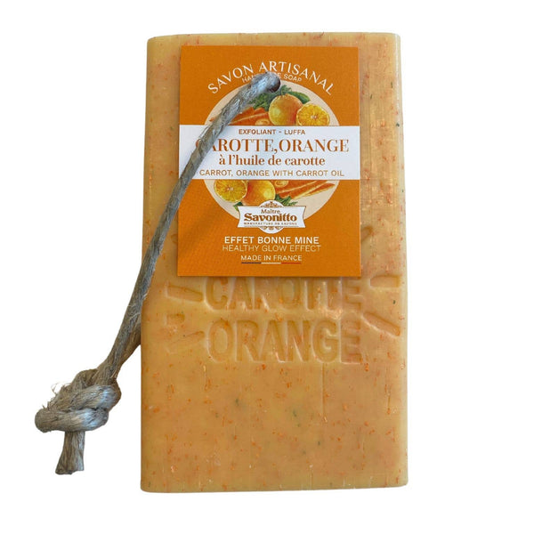 Savon Tranche Sur Corde Carotte & Orange + Exfoliant 120g