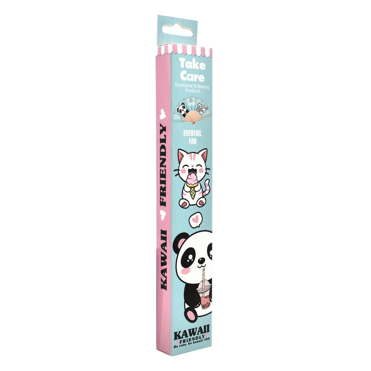 Kawaii Friendly Éventail  – Éventail en Bois et Tissu