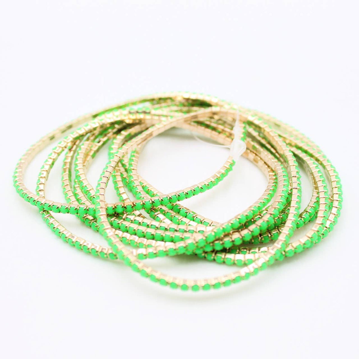 Lot de 10 bracelets en strass doré
