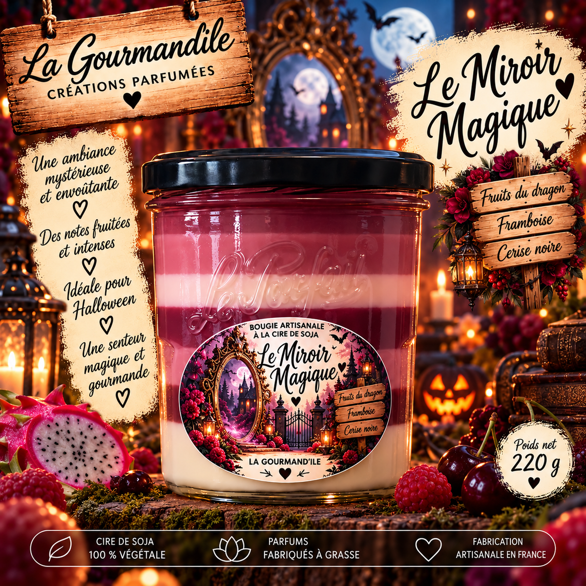 Bougie artisanale parfumée - Le miroir magique