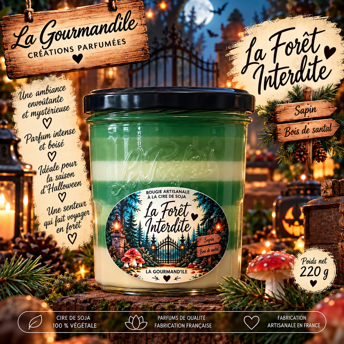 Bougie artisanale parfumée - La forêt interdite