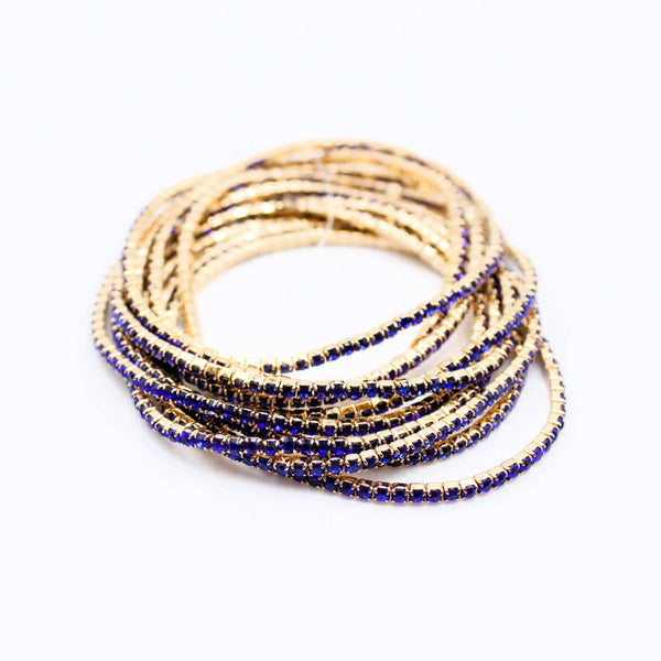 Lot de 10 bracelets en strass doré