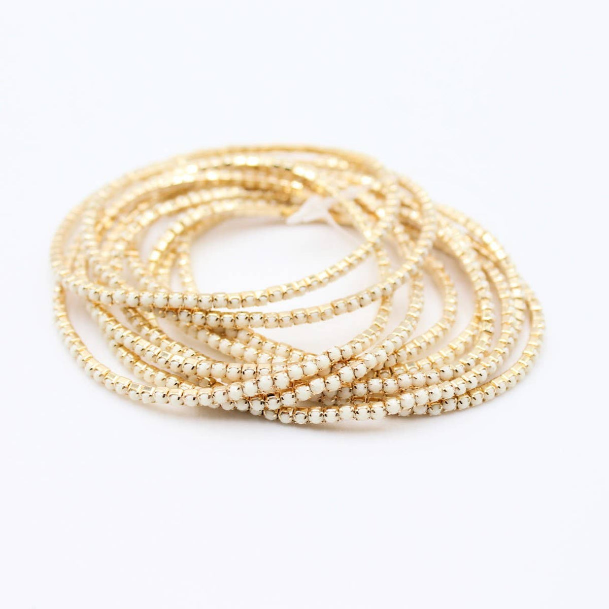 Lot de 10 bracelets en strass doré