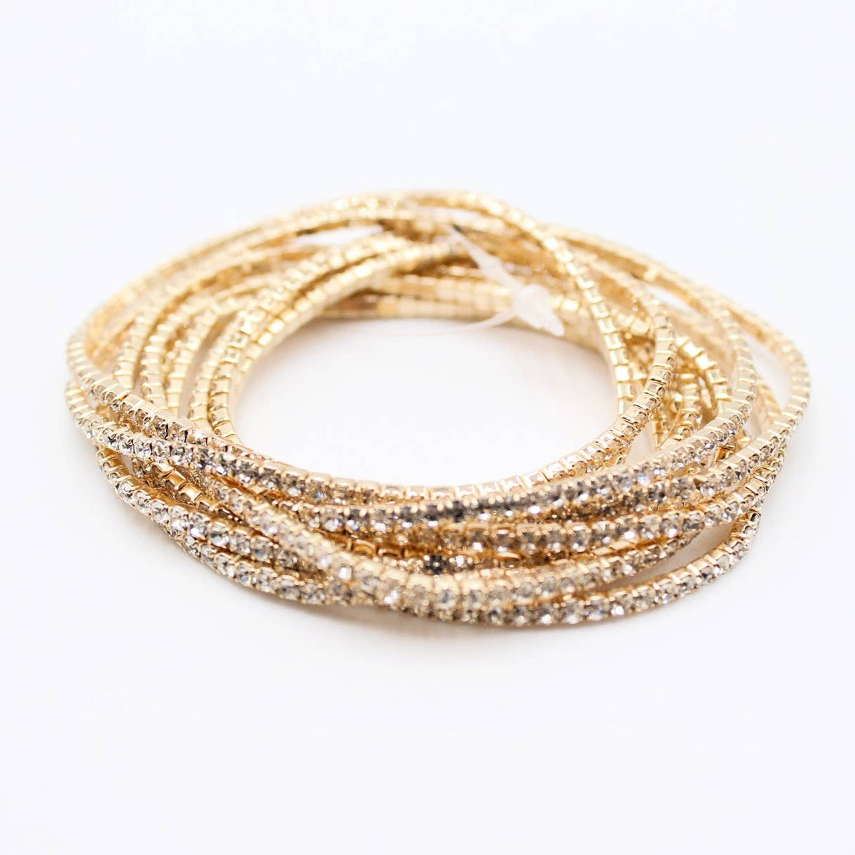 Lot de 10 bracelets en strass doré
