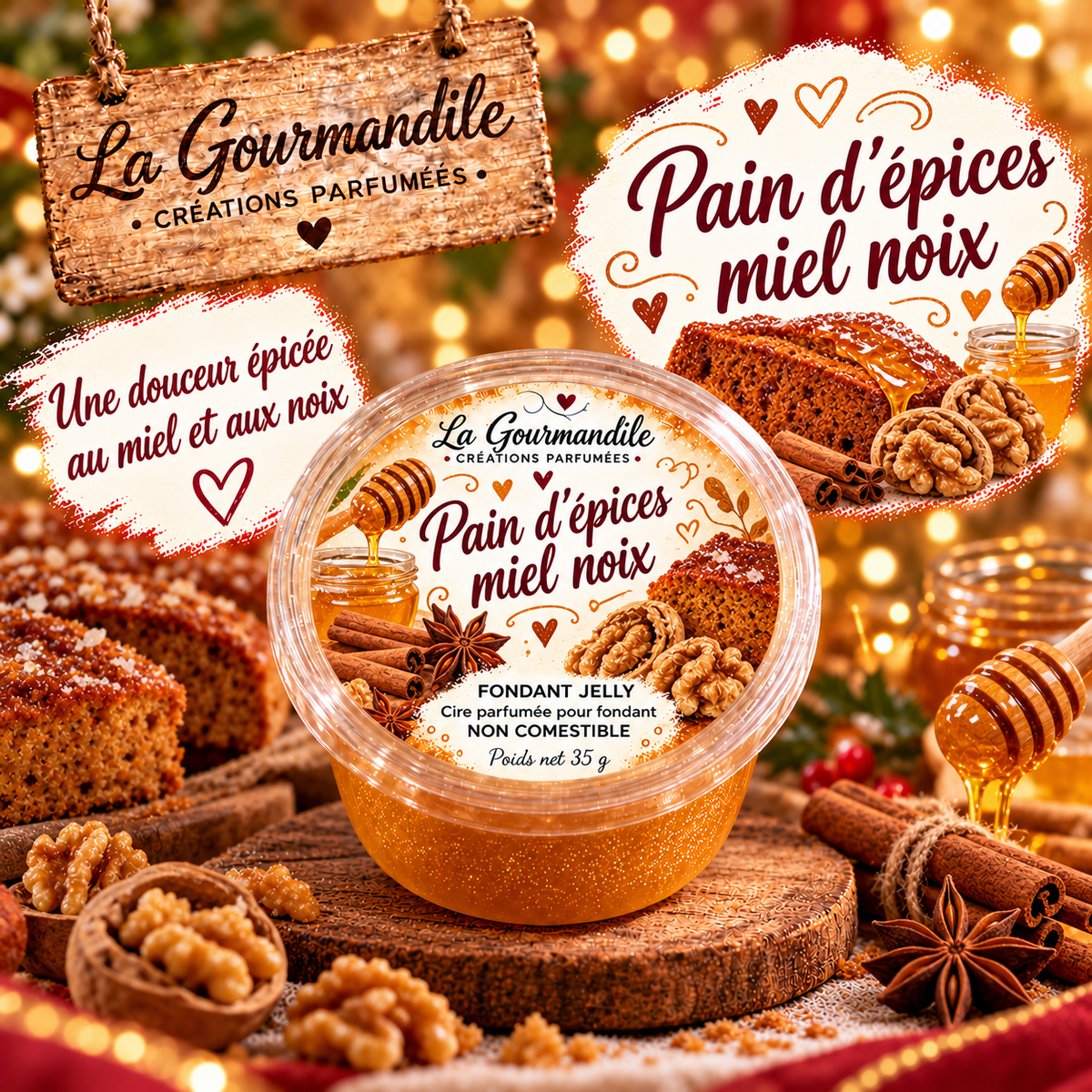 Fondant jelly Pain d épices miel noix