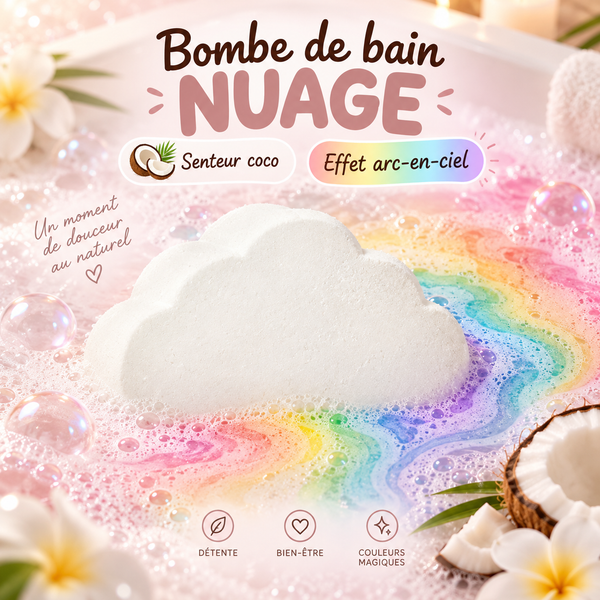 Bombe de bain 150 gr - nuage effet arc en ciel - Senteur Coco