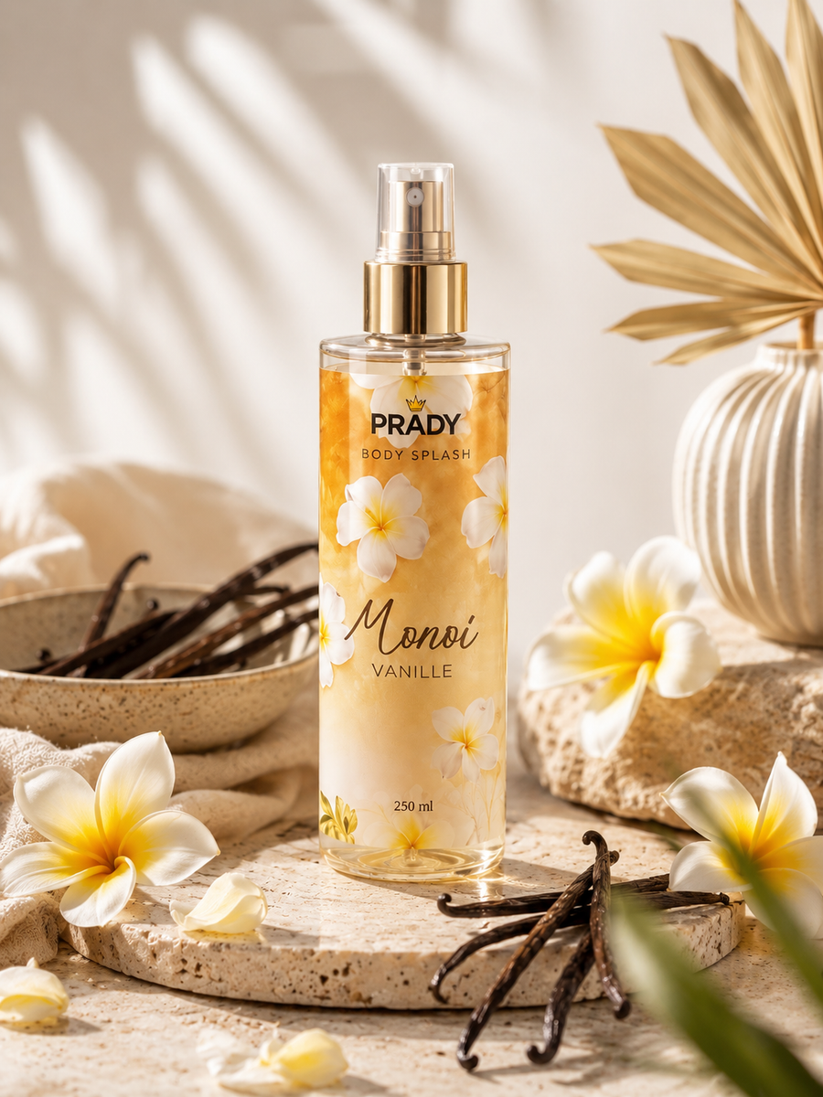 🌴🌺 Brume Corps & Cheveux Monoï Vanille Prady – 250 ml