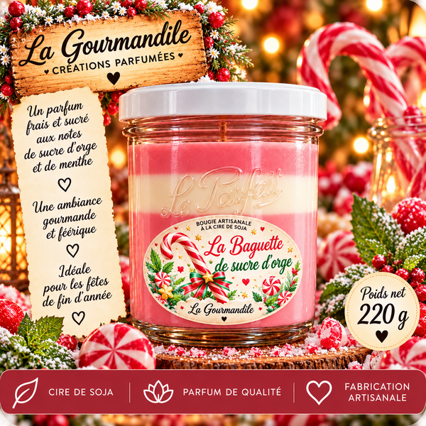 Bougie artisanale - Baquette de sucre d’orge