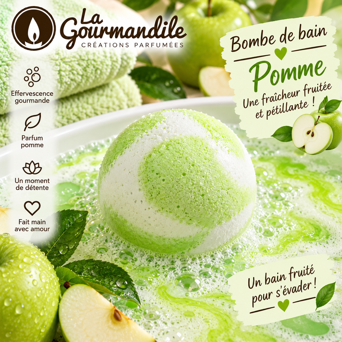 Bombe de bain - Senteur Pomme