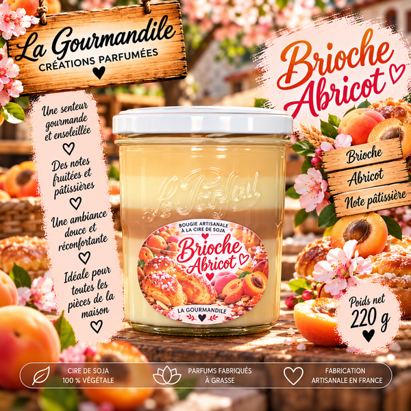 Bougie artisanale parfumée -  Brioche Abricot