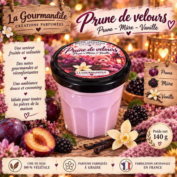 Bougie artisanale parfumée - Prune de velours