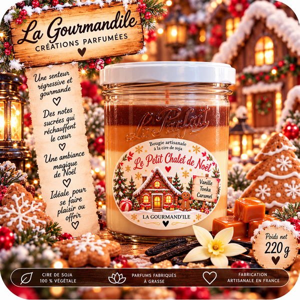Bougie artisanale - Le petit chalet de Noël