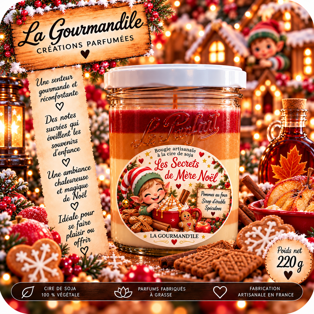 Bougie artisanale - Les secrets de mère Noël