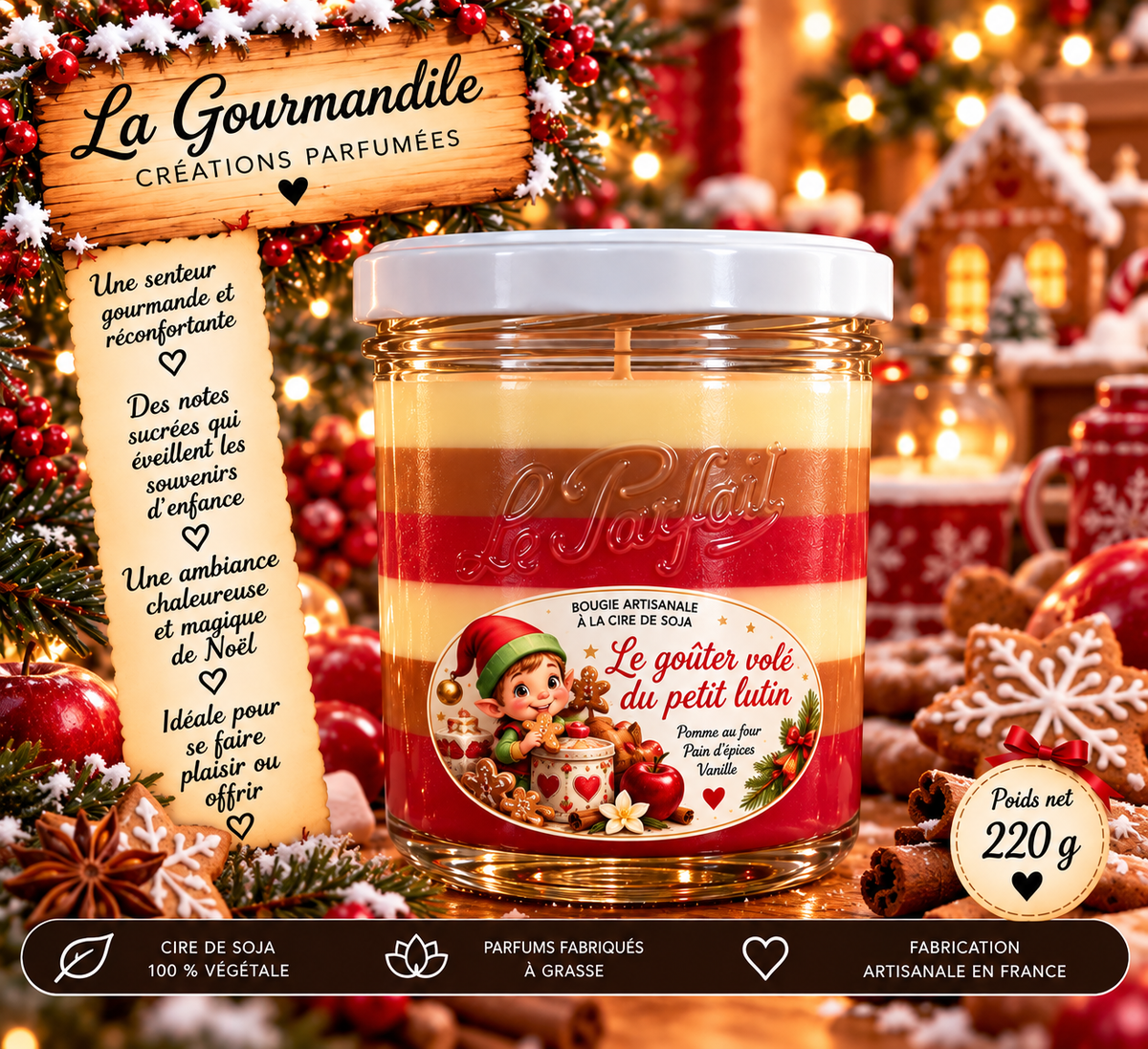 Bougie artisanale - Le goûter volé du petit lutin