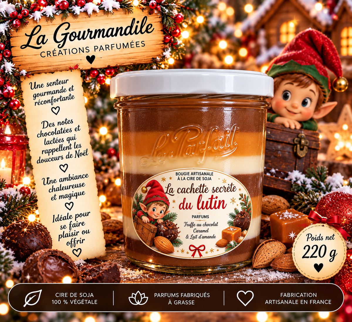 Bougie artisanale - La cachette secrète du lutin