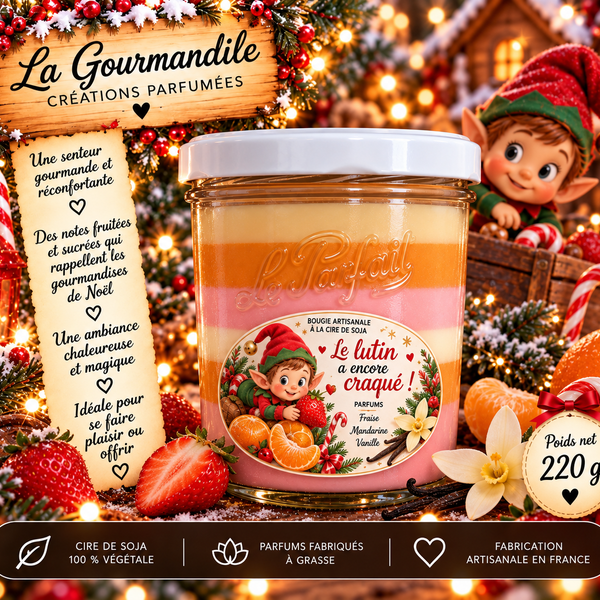 Bougie artisanale - Le lutin a encore craqué