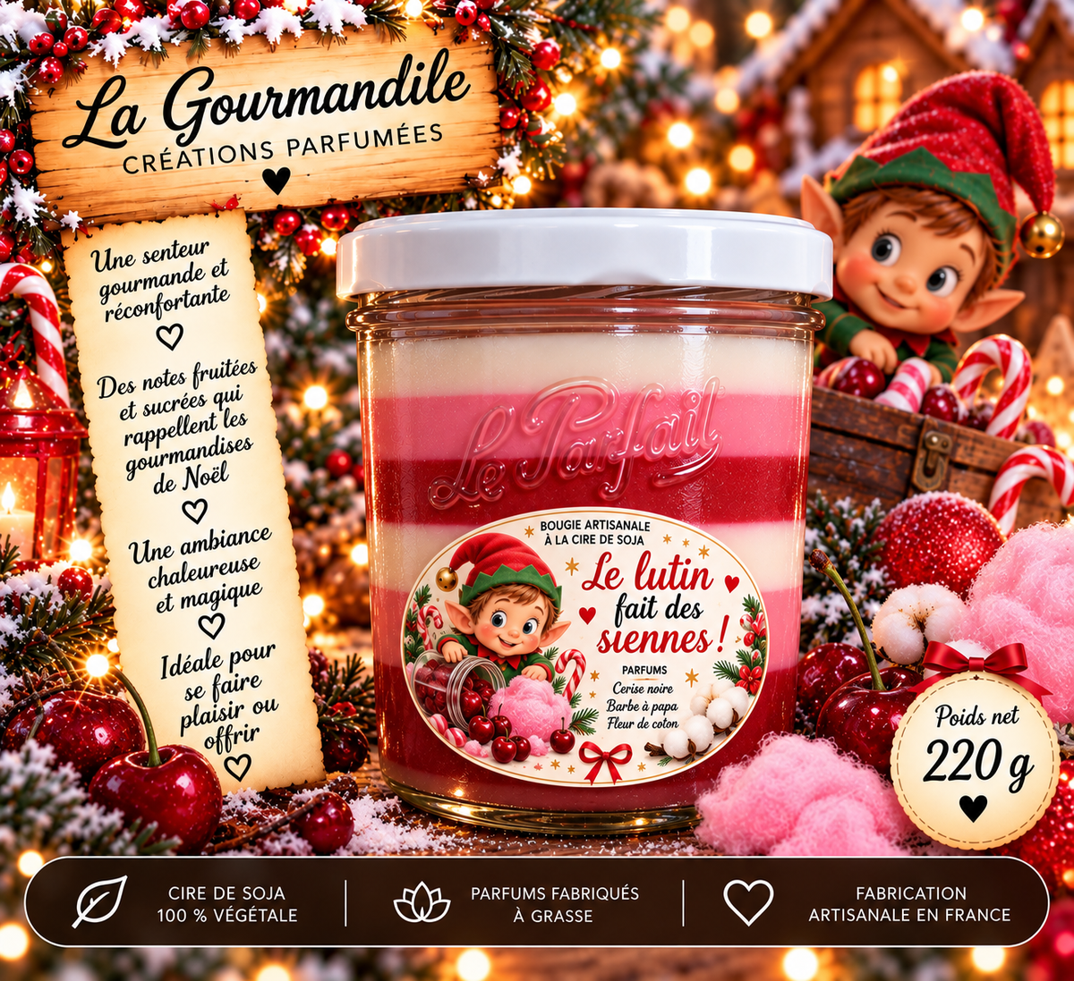 Bougie artisanale - Le lutin fait des siennes