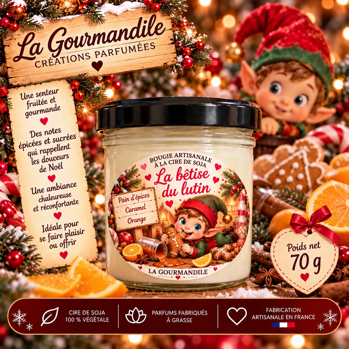 Bougie artisanale - La bêtise du lutin