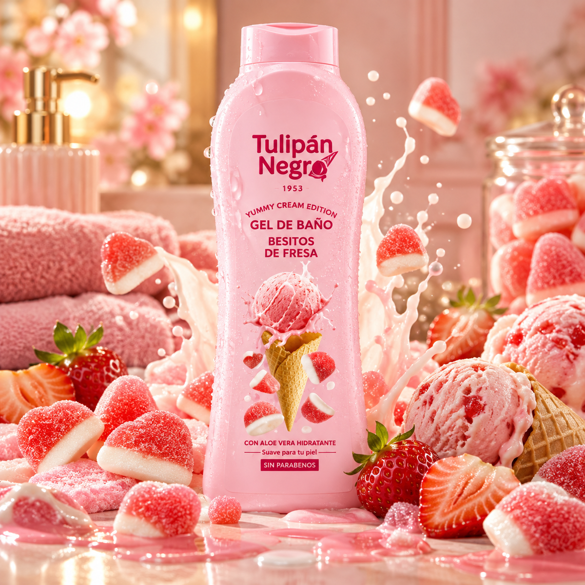GEL DOUCHE TULIPAN NEGRO 650ML CREME GLACE FRAISE TAGADA