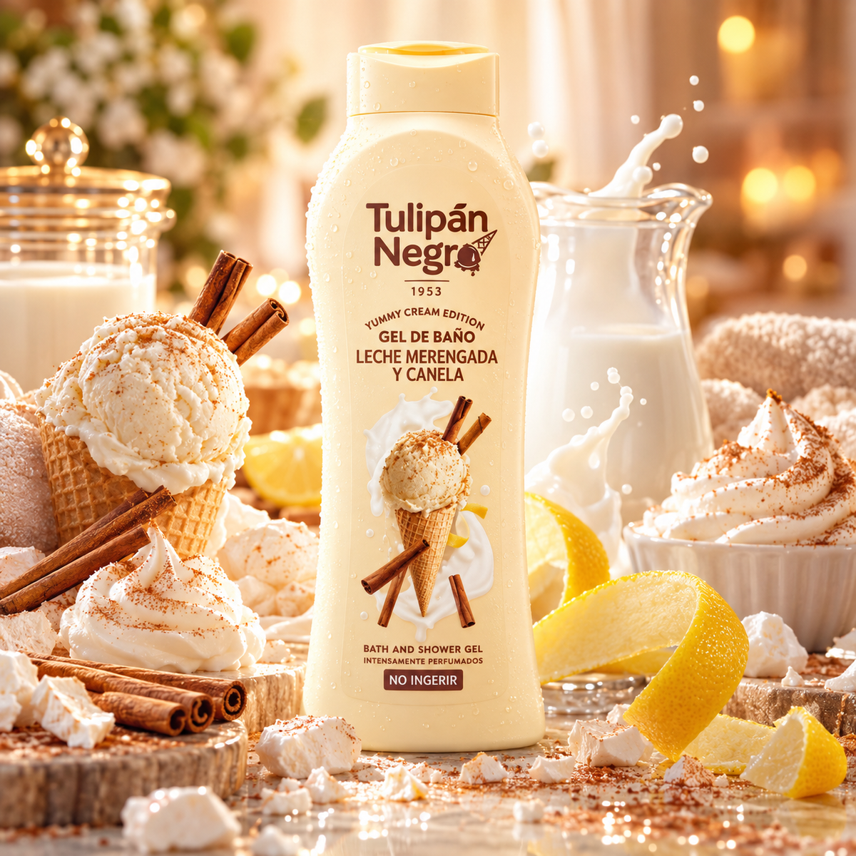 GEL DOUCHE TULIPAN NEGRO 650ML CREME GLACE CANELLE VANILLE