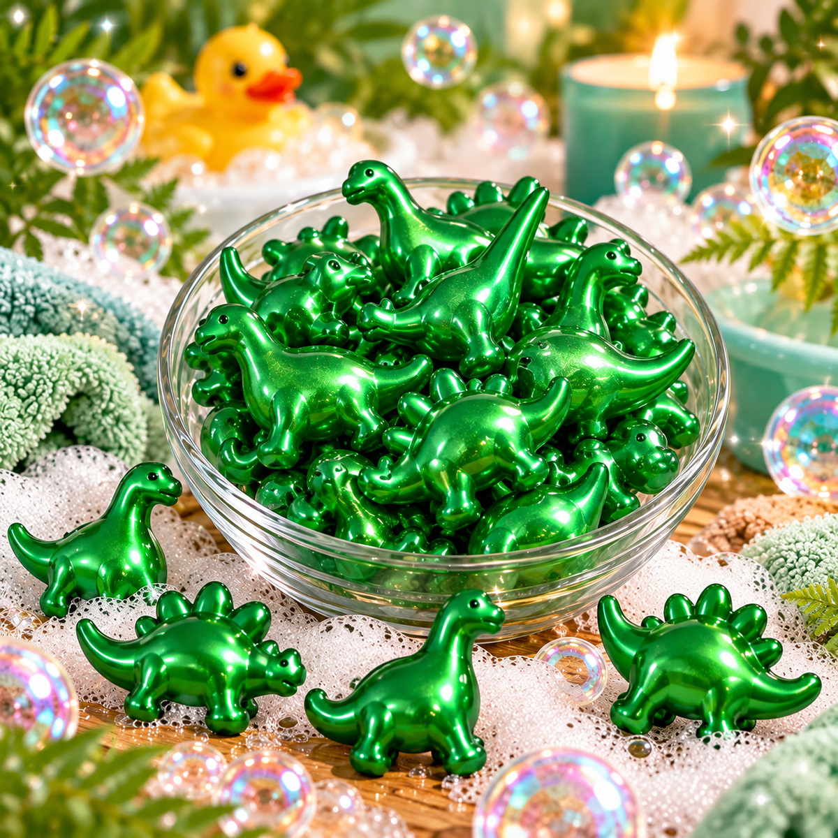 Lot de 5 Perles de bain Dinosaure - Parfum kiwi