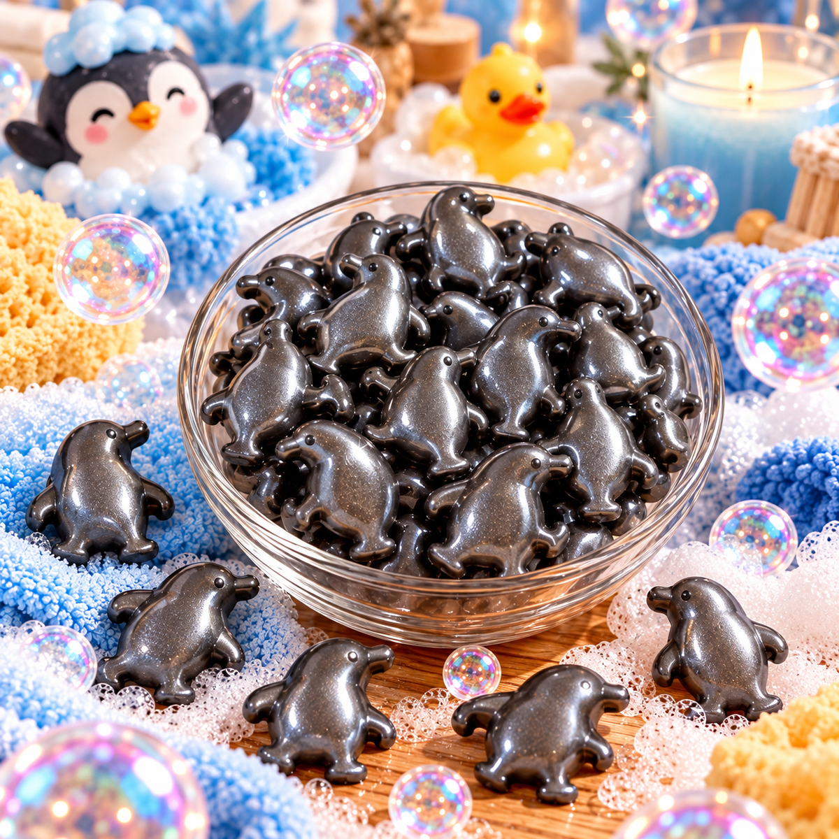 Lot de 5 Perles de bain Pingouin - Parfum Océan