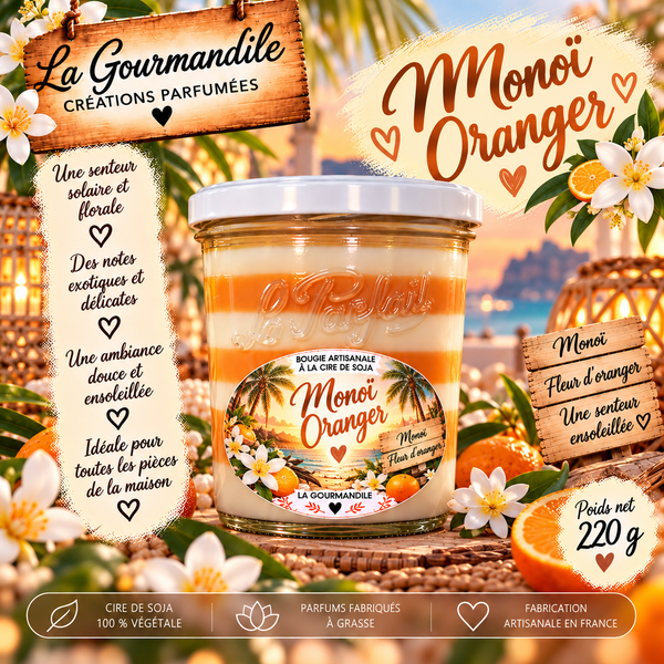 Bougie artisanale - Monoï oranger