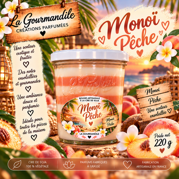 Bougie artisanale - Monoï pêche