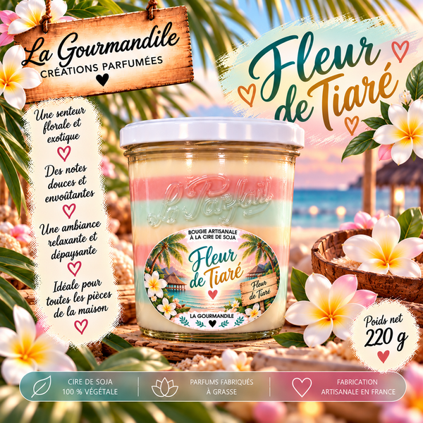 Bougie artisanale - Fleur de tiaré