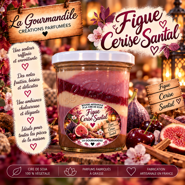 Bougie artisanale parfumée -  Figue cerise santal