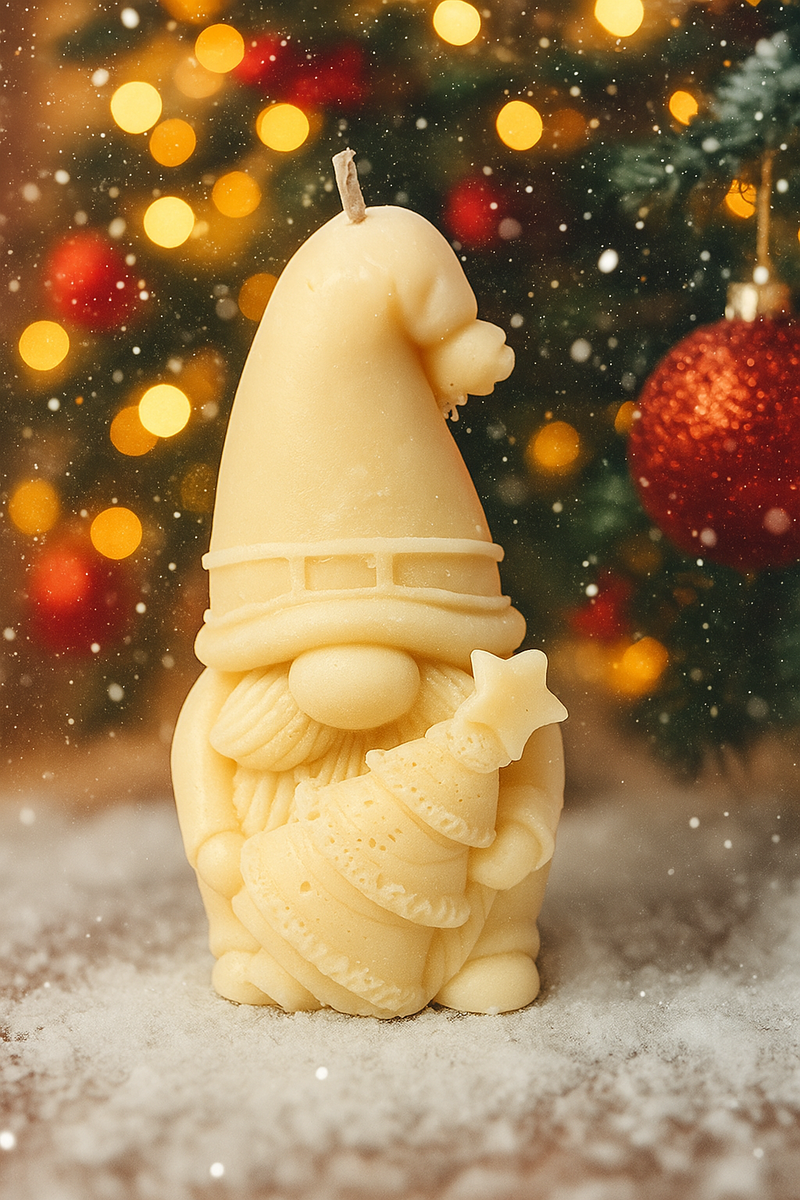 Bougie gnome flocon orange